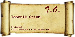 Tancsik Orion névjegykártya